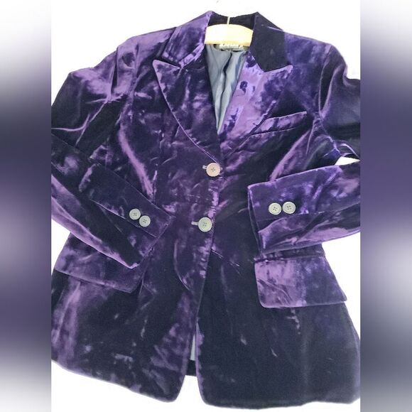 DKNY Women's Purple Velvet Blazer "Model For Reference Only" - Picture 15 of 16